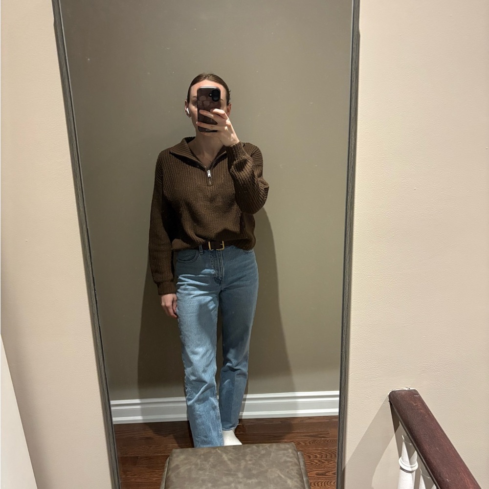 Twik Brown Quarter-zip sweater